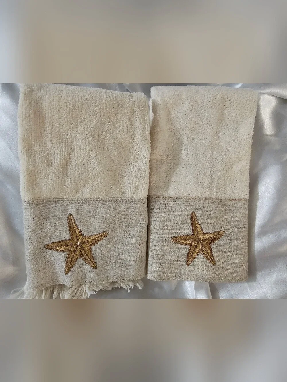 Avanti Sea Treasure Ivory Embroidered Embellished 8 Pc Towel Set Coastal